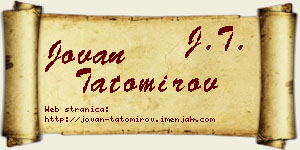 Jovan Tatomirov vizit kartica